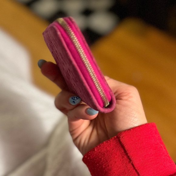 Celine Pink Suede Compact Zip Wallet - Picture 2 of 8